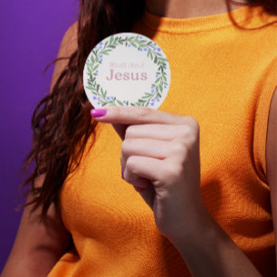 It’s All About Jesus – Pastel Christmas Wreath Classic Round Sticker