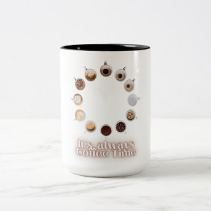 It’s Always Coffee Time Clock Design – Funny Coffe Two-Tone Coffee Mug