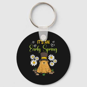 It’s An Early Spring Funny Groundhog Day Predictio Key Ring