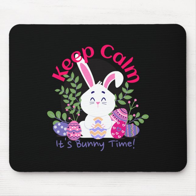 It’s Bunny Time Funny Easter Sunday Egg Hunting Gi Mouse Pad (Front)