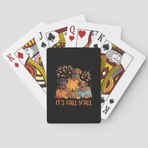It’s Fall Y’all Autumn Dachshund Pumpkins Fall Playing Cards