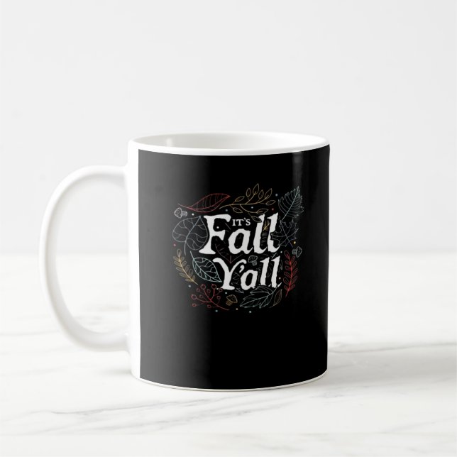 It’s Fall Y’all Autumn Design Retro Classic Coffee Mug (Left)