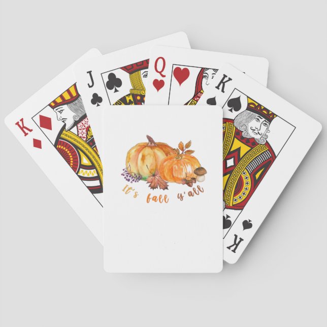 It’s Fall Y’all Autumn Leaves Pumpkin And Mushroom Playing Cards (Back)