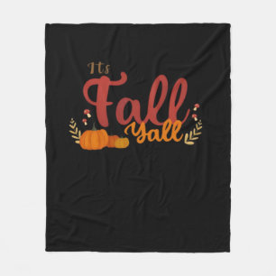It’s Fall Y’all Autumn Pumpkins And Mushrooms Desi Fleece Blanket
