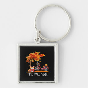 It’s Fall Y’all Cardigan Dog Autumn Design Funny G Key Ring