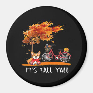 It’s Fall Y’all Cardigan Dog Autumn Funny Graphic Magnet