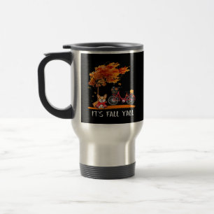 It’s Fall Y’all Cardigan Dog Autumn Funny Graphic Travel Mug