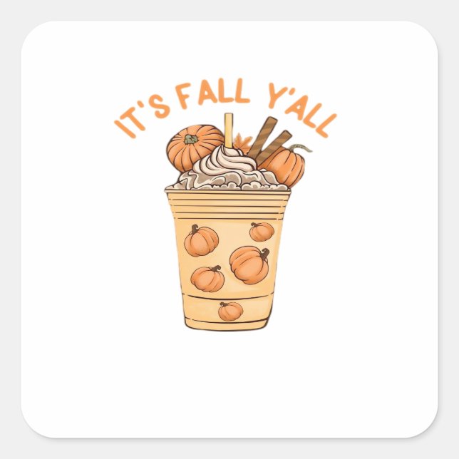 It’s Fall Y’all Cool Retro Square Sticker (Front)
