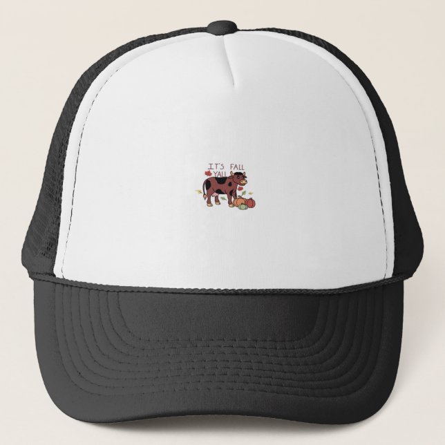 It’s Fall Y’all Cow Retro Style Trucker Hat (Front)