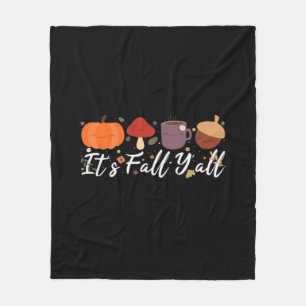It’s Fall Y’all Cute Coffee Pumpkin Autumn Tree Fa Fleece Blanket