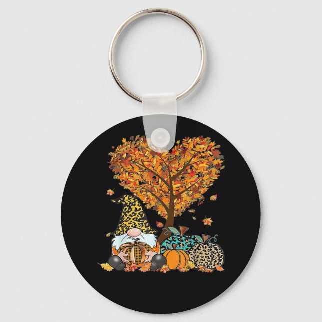 It’s Fall Y’all Cute Gnomes Pumpkin Autumn Tree Fa Key Ring (Front)
