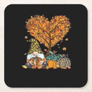It’s Fall Y’all Cute Gnomes Pumpkin Autumn Tree Fa Square Paper Coaster