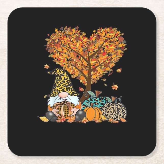 It’s Fall Y’all Cute Gnomes Pumpkin Autumn Tree Fa Square Paper Coaster (Front)