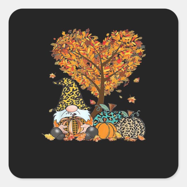 It’s Fall Y’all Cute Gnomes Pumpkin Autumn Tree Fa Square Sticker (Front)