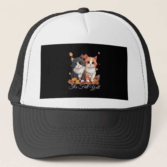 It’s Fall Y’all Cute Kittens Trucker Hat (Front)