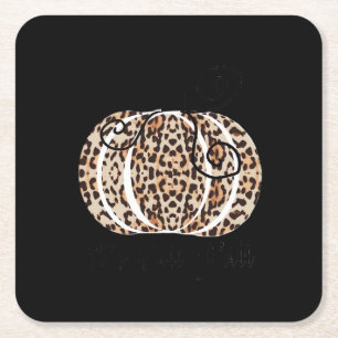 It’s Fall Y’all Cute Leopard Print Pumpkin Fashion Square Paper Coaster