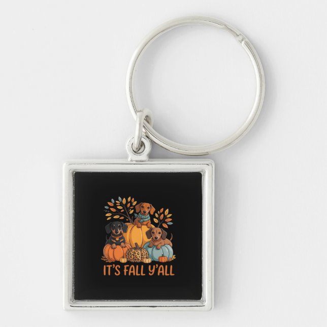 It’s Fall Y’all Dachshund Pumpkins Fall Classic Key Ring (Front)
