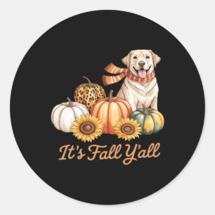 It’s Fall Y’all Dog Leopard Pumpkin Fall Creative  Classic Round Sticker