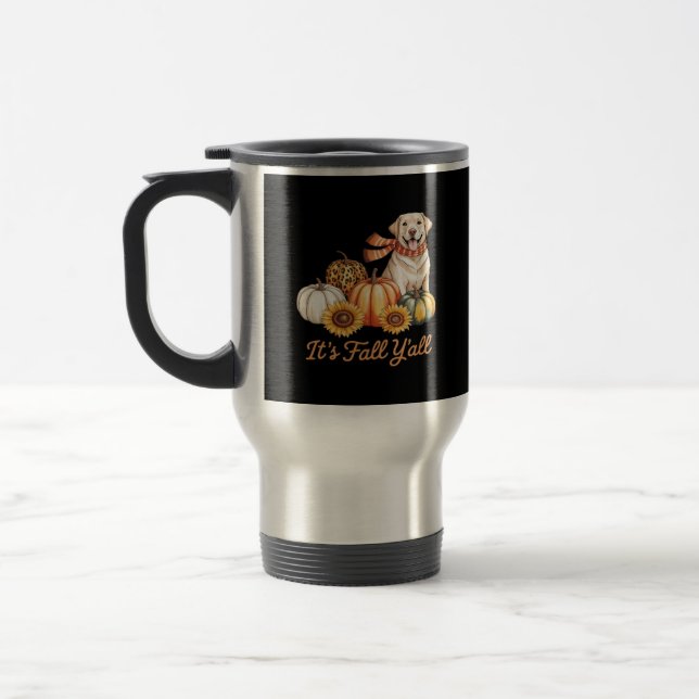 It’s Fall Y’all Dog Leopard Pumpkin Fall Creative  Travel Mug (Left)