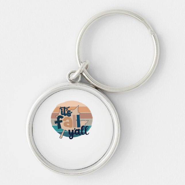 It’s Fall Y’all Fall Lea Retro Classic Key Ring (Front)