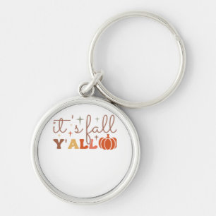 It’s Fall Y’all, Fall Pumpkin Skeleton Creepy Leaf Key Ring