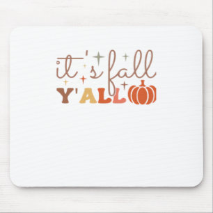 It’s Fall Y’all, Fall Pumpkin Skeleton Creepy Leaf Mouse Pad