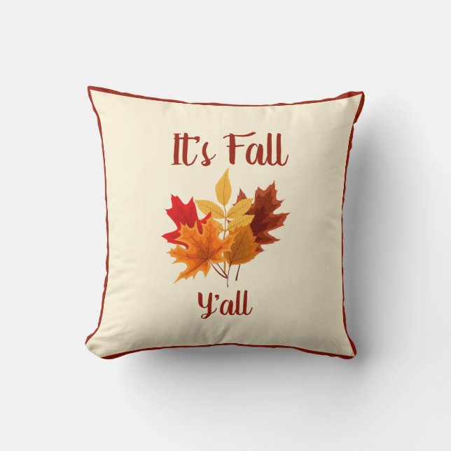 It’s Fall Y’all - Farmhouse Autumn Leaves Cushion (Front)
