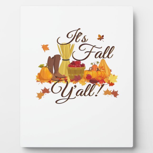 It’s Fall Y’all Funny & Cool Retro Plaque (Front)