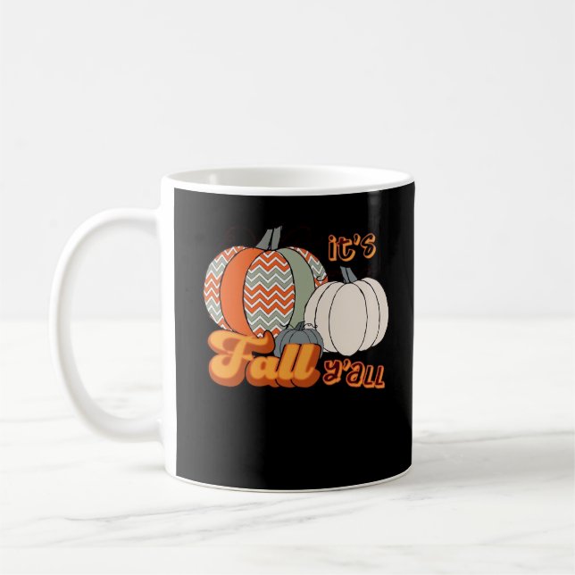 It’s Fall Y’all, Funny Pumpkins Chevron Pattern Coffee Mug (Left)