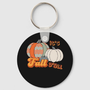 It’s Fall Y’all, Funny Pumpkins Chevron Pattern Key Ring