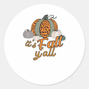 It’s Fall Y’all, Funny Pumpkins Leopard Pattern Classic Round Sticker