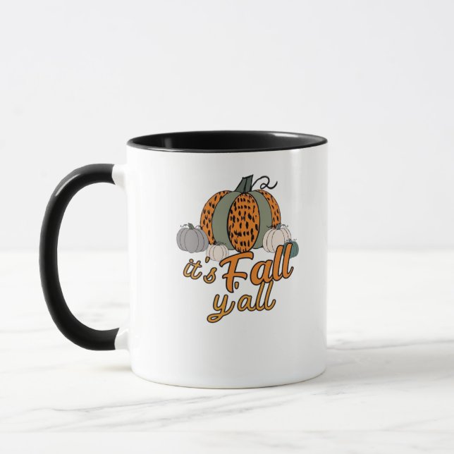 It’s Fall Y’all, Funny Pumpkins Leopard Pattern Mug (Left)