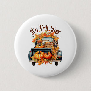 It’s Fall Y’all German Shepherd Pumpkins Truck Aut 6 Cm Round Badge