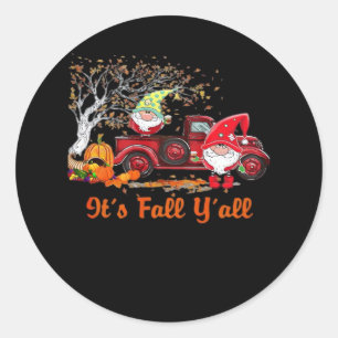 It’s Fall Y’all Gnomes Pumpkin Spice Classic Round Sticker