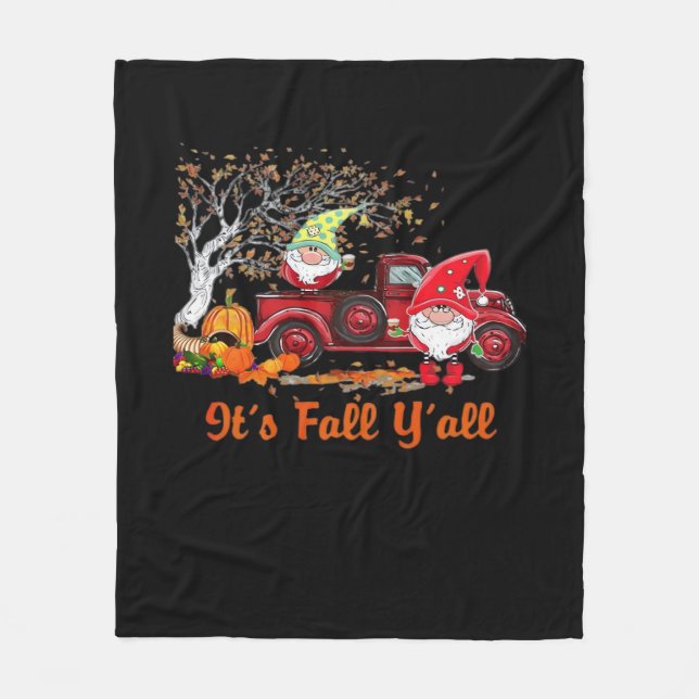 It’s Fall Y’all Gnomes Pumpkin Spice Fleece Blanket (Front)