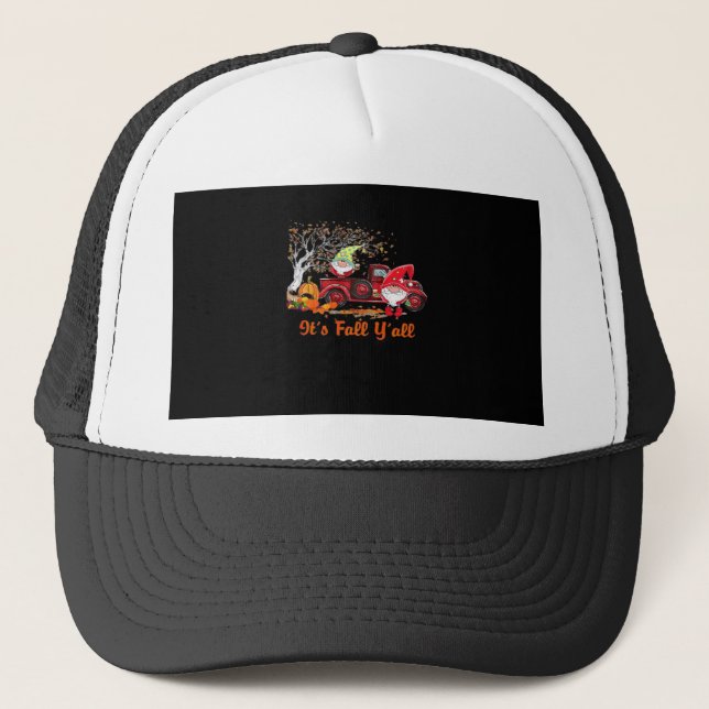 It’s Fall Y’all Gnomes Pumpkin Spice Trucker Hat (Front)