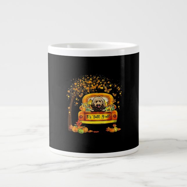 It’s Fall Y’all Goldendoodle Thanksgiving Pumpkin Large Coffee Mug (Front)