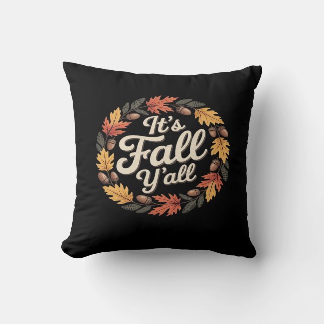 It’s Fall Y’all Halloween Bats Pumpkin Fall Hallow Cushion (Front)