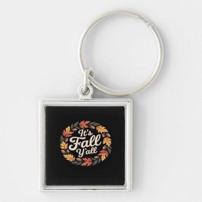 It’s Fall Y’all Halloween Bats Pumpkin Fall Hallow Key Ring (Front)