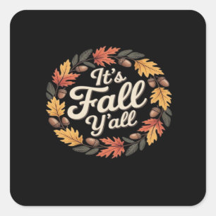 It’s Fall Y’all Halloween Bats Pumpkin Fall Hallow Square Sticker