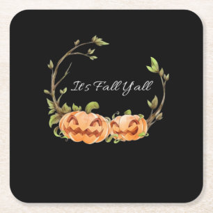 It’s Fall Y’all Halloween Cool Unique Square Paper Coaster