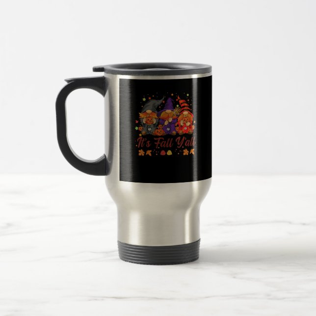 It’s Fall Y’all Halloween Gnomes Pumpkin Autumn Fa Travel Mug (Left)