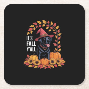 It’s Fall Y’all Halloween Thanksgiving Funny Quote Square Paper Coaster