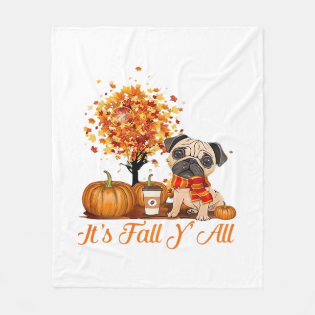 It’s Fall Y’all Halloween Thanksgiving Retro Class Fleece Blanket (Front)