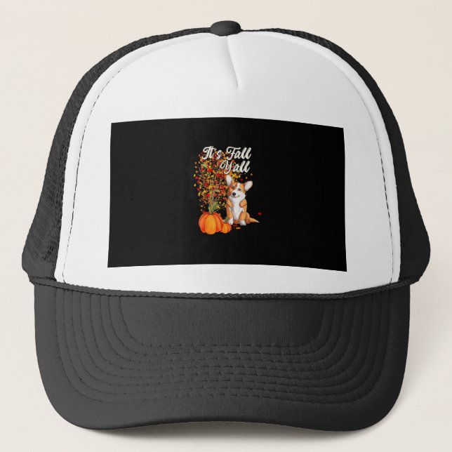It’s Fall Y’all Leaf Fall Tree Hello Autumn Thanks Trucker Hat (Front)