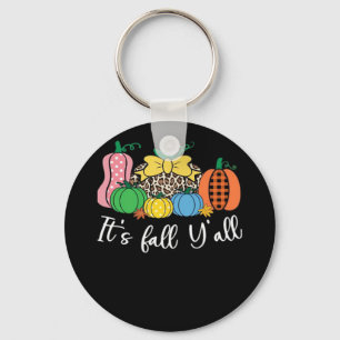 It’s Fall Y’all Leopard Pattern Pumpkin Style Key Ring