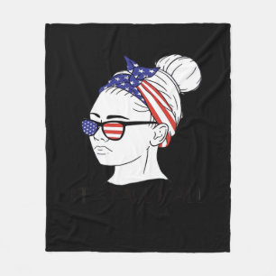 It’s Fall Y’all Messy Bun USA Flag Style Fleece Blanket