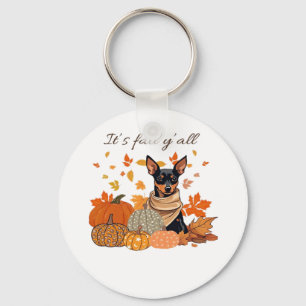 It’s Fall Y’all - Miniature Pinscher With Pumpkins Key Ring