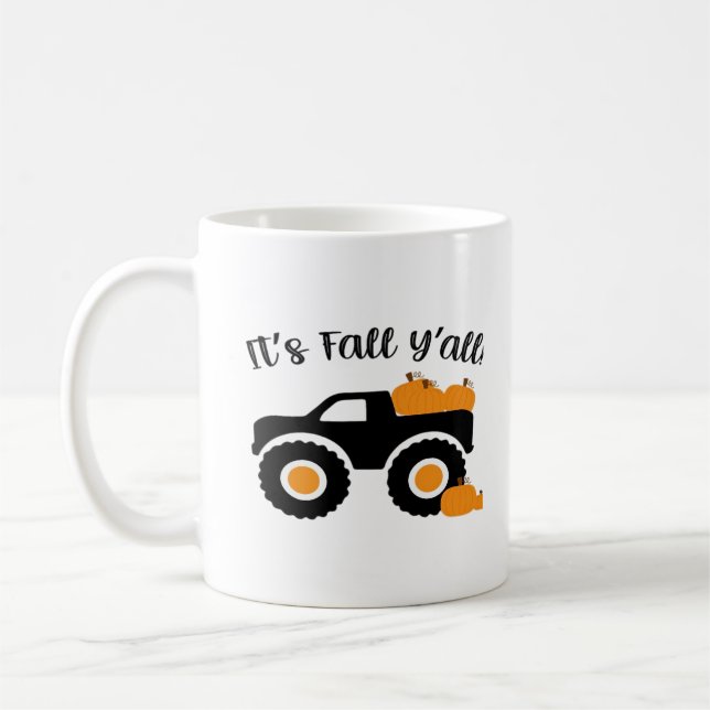 It’s Fall Y’all Monster With Pumpkins Graphic Desi Coffee Mug (Left)