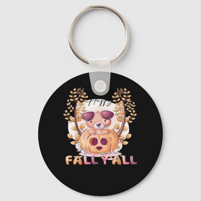 It’s Fall Y’all Pumpkin Autumn Halloween Cat Fall  Key Ring (Front)